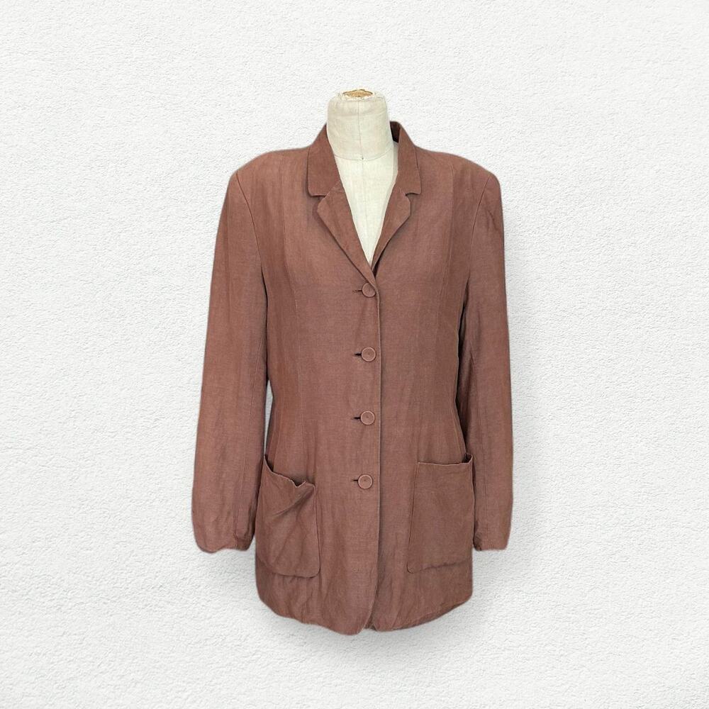 Vintage Monsoon Silk Linen Blazer in Brown